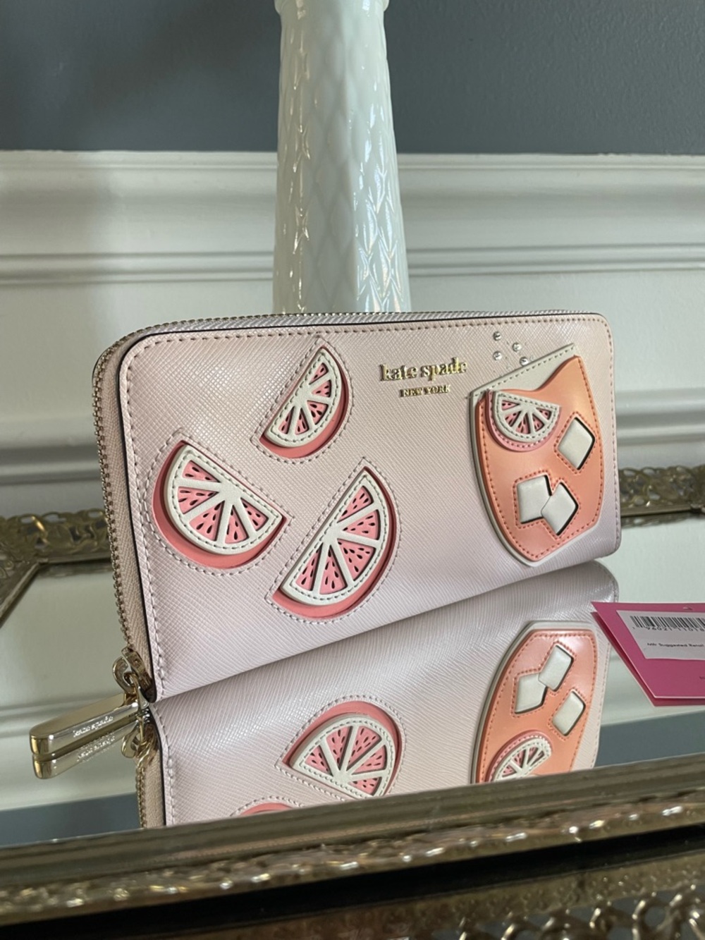 Kate Spade Tini Grapefruit Embellished Continental Novelty Wallet- New - Picture 2 of 9